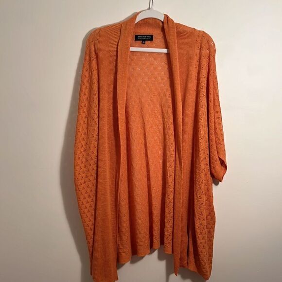 Women’s 2X sweater Jones New York Flowy delicate knit cardigan burnt orange - Picture 13 of 13